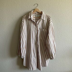 Abercrombie - Striped Oversized Swim Collared Shirt